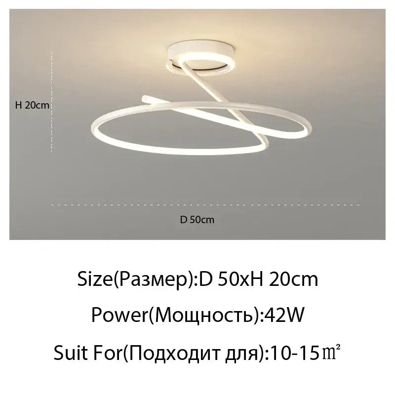 Modern gold heart line led chandelier bedroom ceiling light