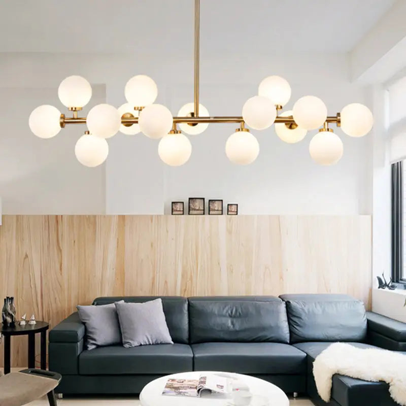 Modern gold island pendant light – living room glass chandelier