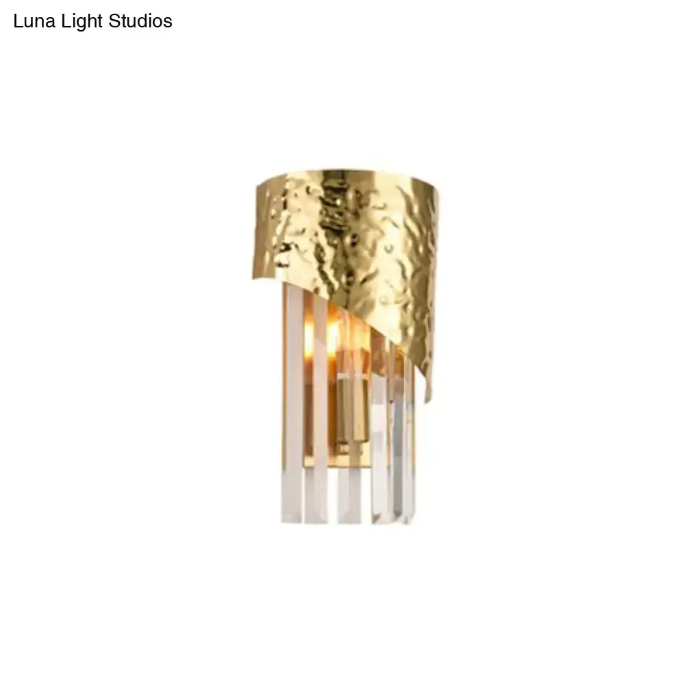 Modern gold leaf crystal block wall sconce living room led light