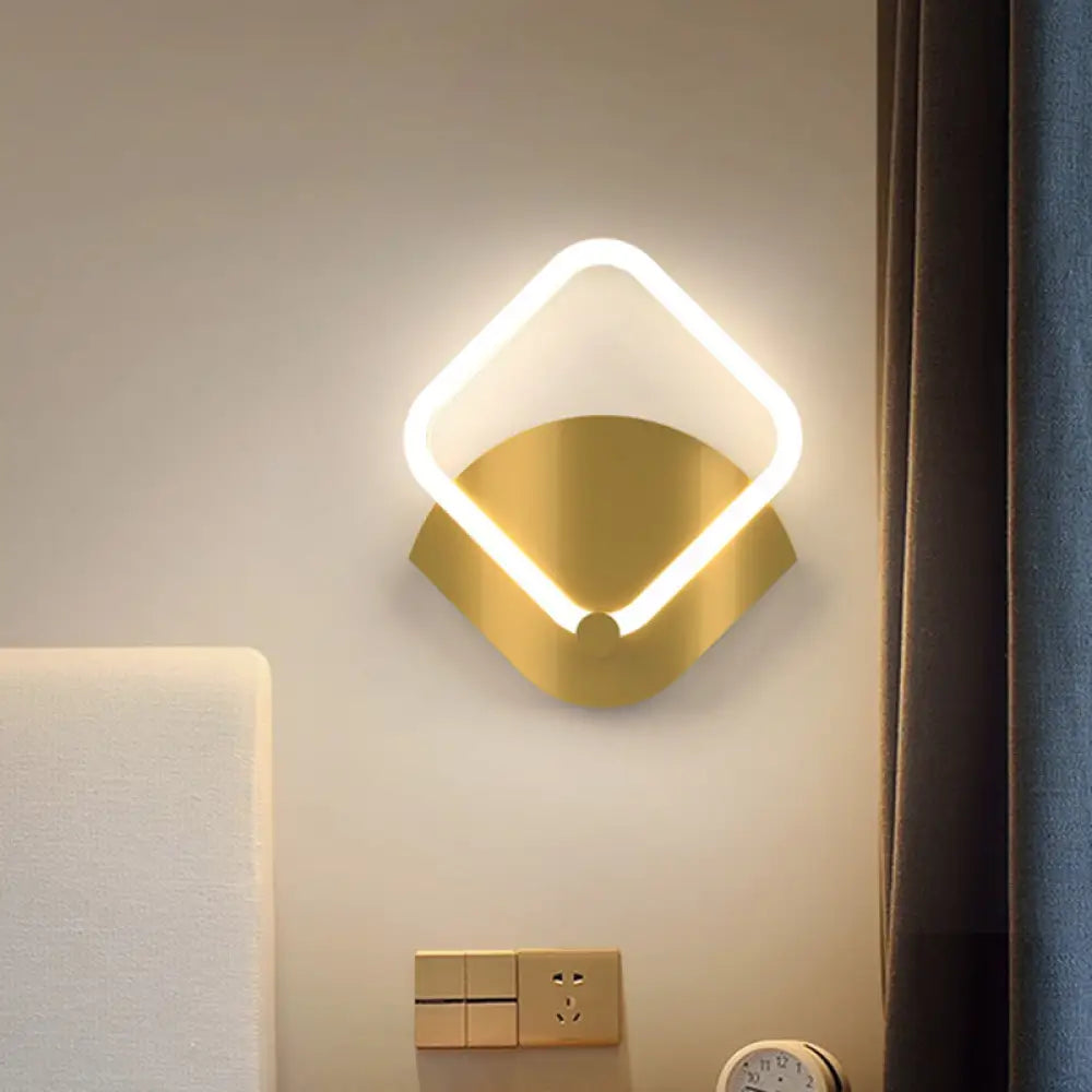 DecorBites™ Modern Gold LED Rhombus Flush Wall Sconce: Contemporary Acrylic Lighting in Warm/White Light