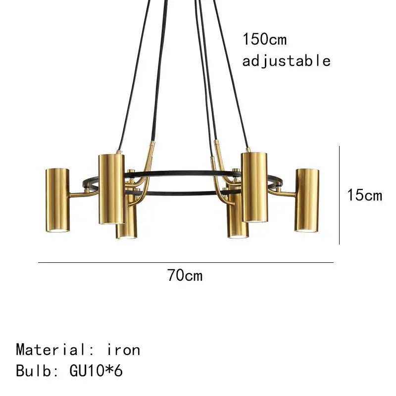 Modern gold led ring chandelier dining room black wire pendant light