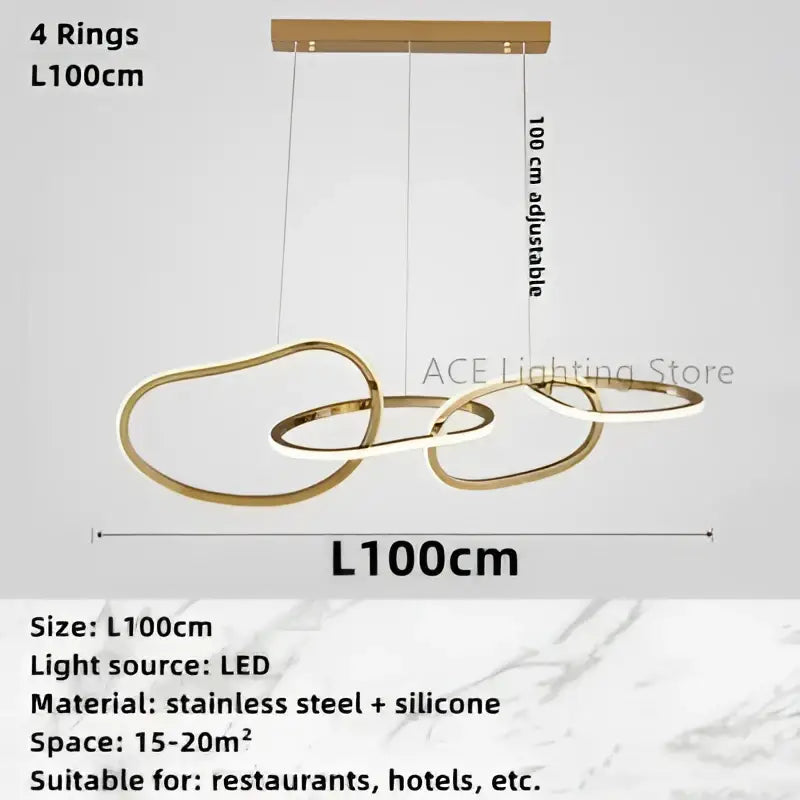 Modern gold led ring chandelier dining room pendant light