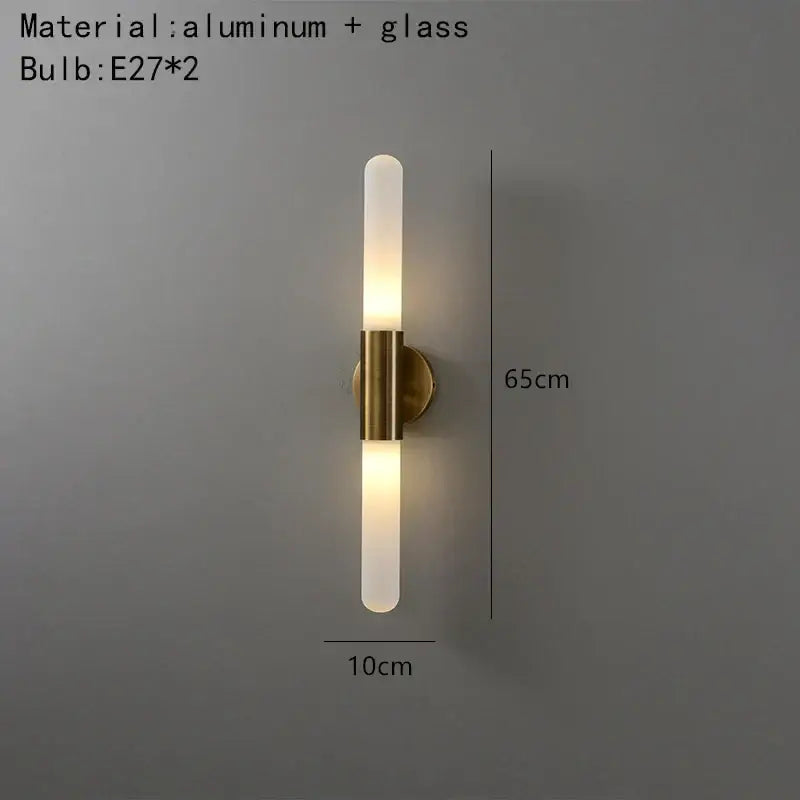 Modern gold led sconce with clear white glass – bedroom wall light
