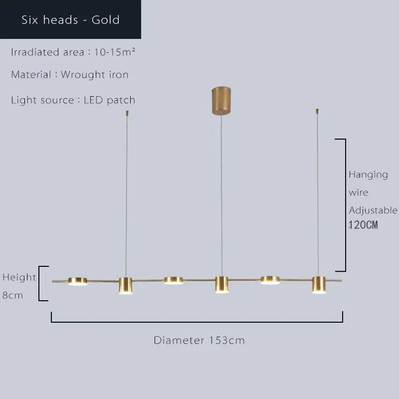 Modern gold linear dimmable led ceiling chandelier dining room light