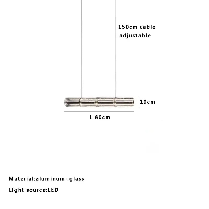 Modern gold linear glass led chandelier for kitchen island