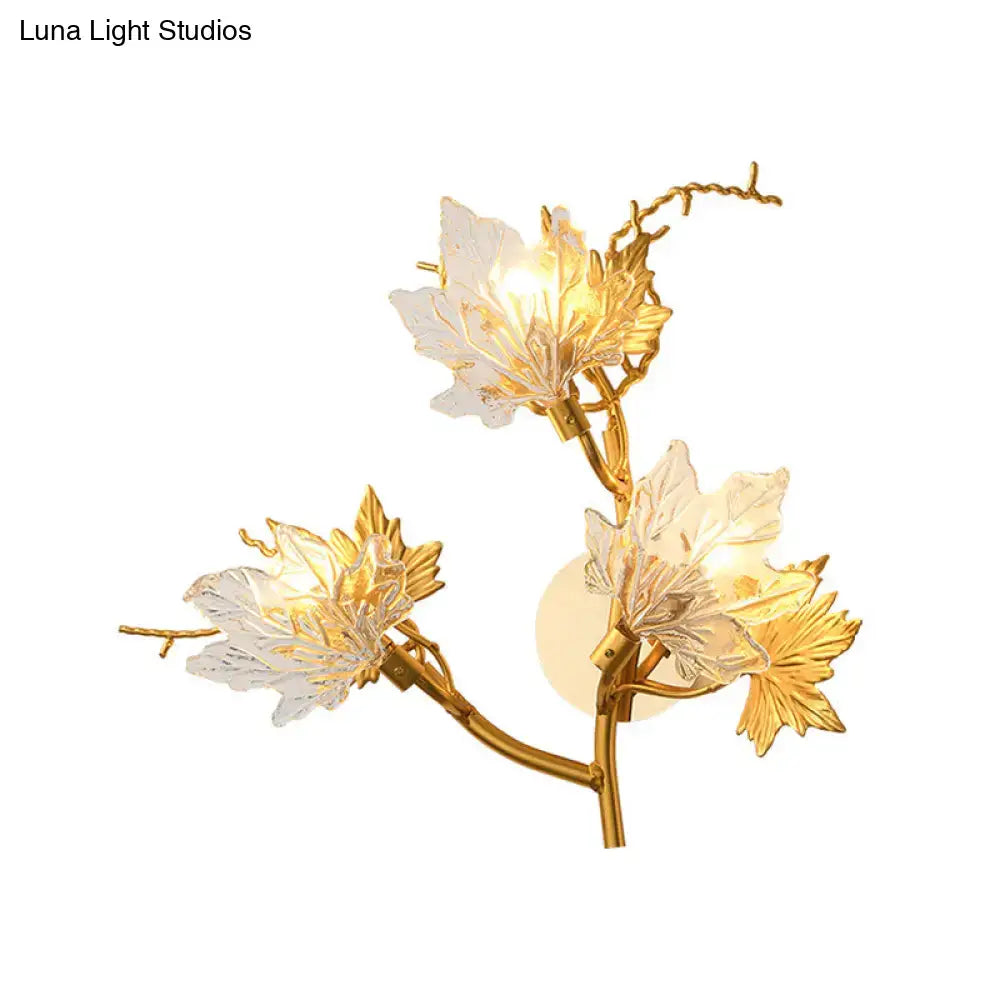Modern gold maple leaf glass wall lighting fixture dining room