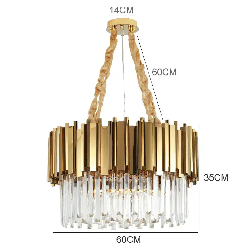Modern gold metal crystal chandelier dining room pendant light