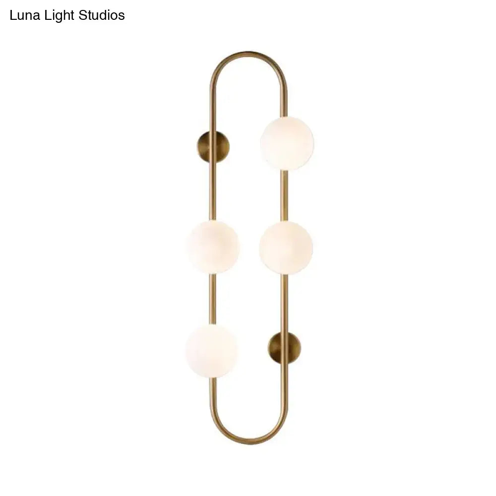 Modern gold milky glass shade wall light bedroom sconce