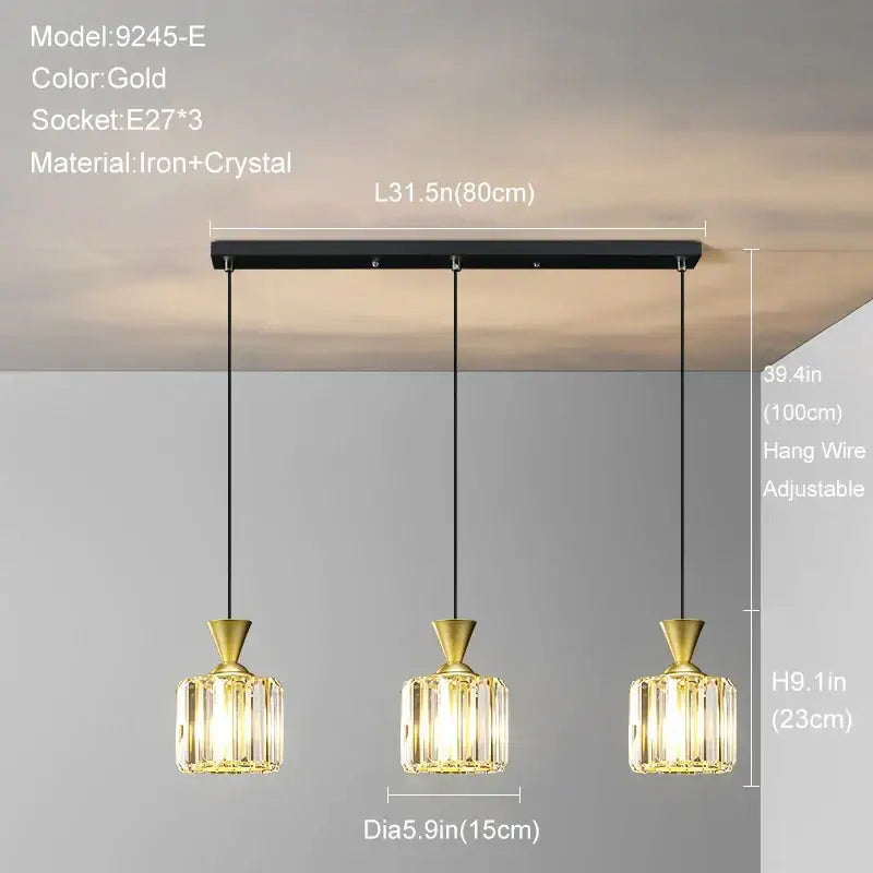 Modern gold mini crystal pendant light – bedroom chandelier
