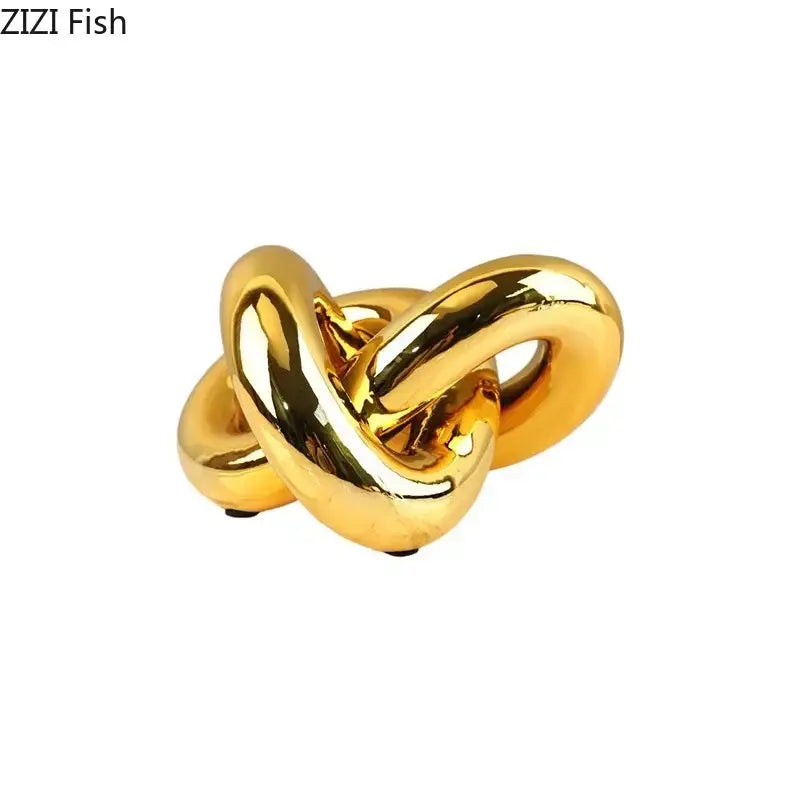 Modern gold-plated knot ornaments living room geometric sculpture