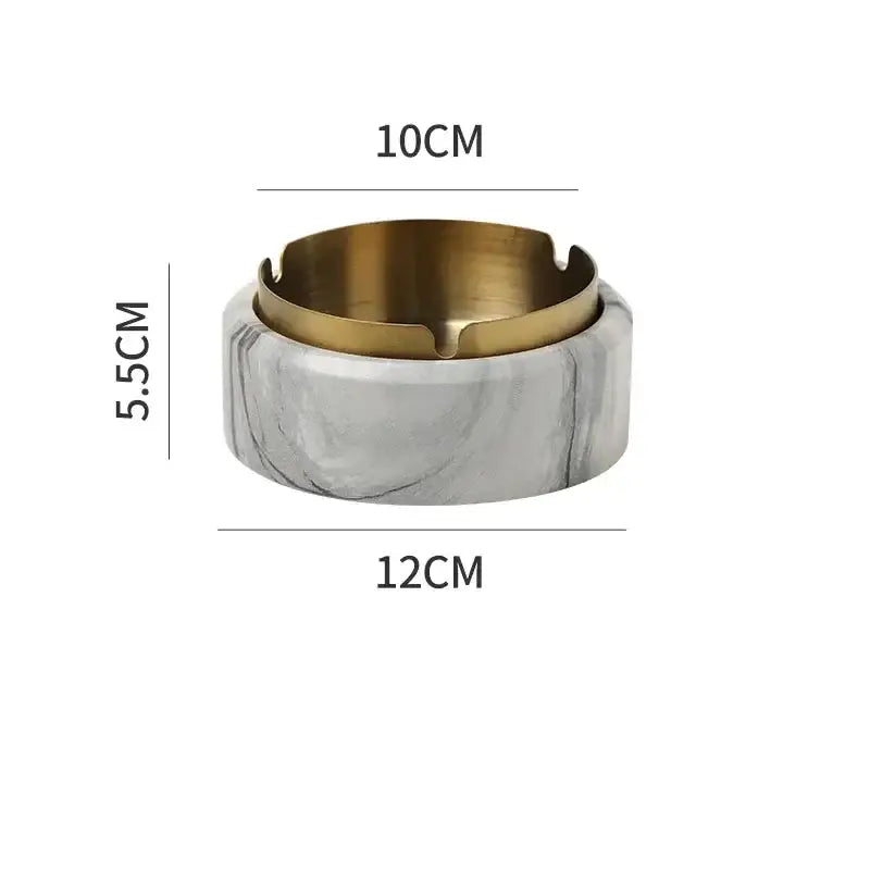 Modern gold plated marble texture ashtray living room smoking tray