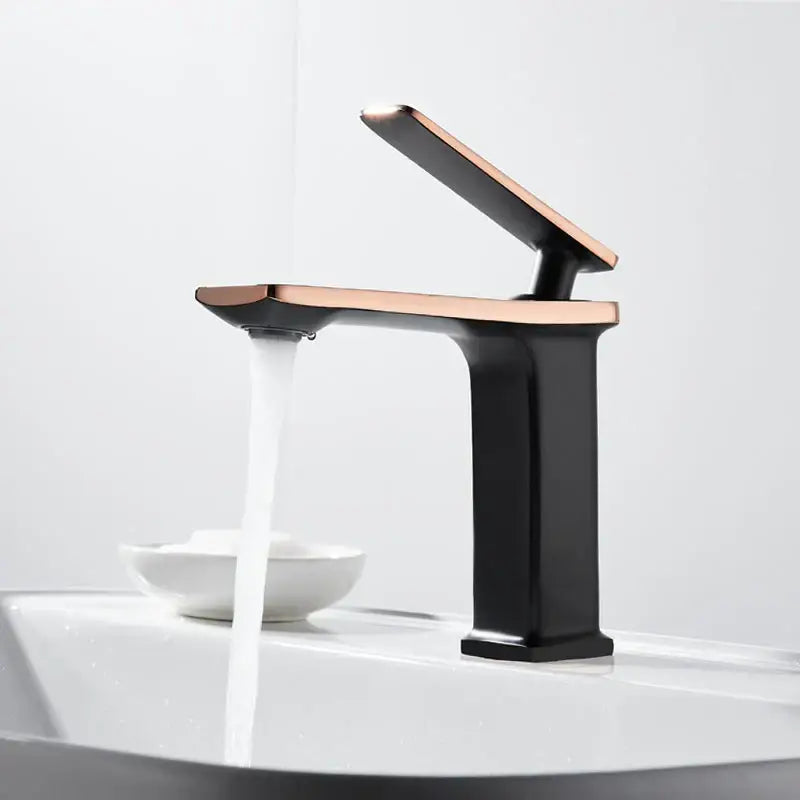 Modern gold rectangular brass basin faucet bathroom mixer tap