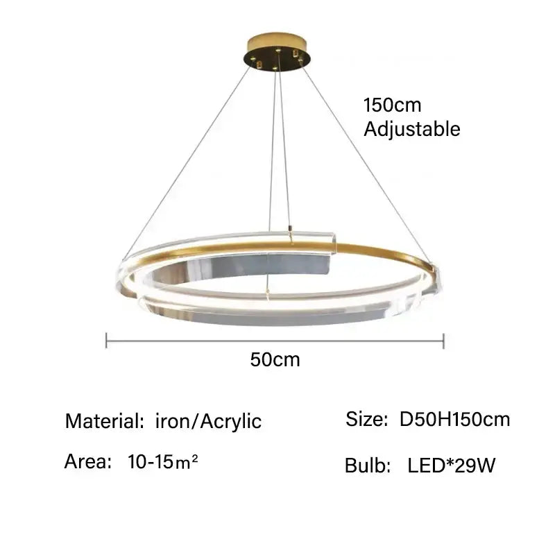 Modern gold ring chandelier dining room pendant light