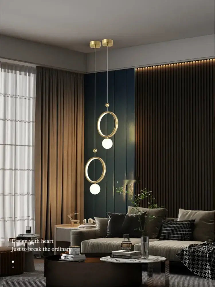 Modern gold ring led pendant light for kitchen island