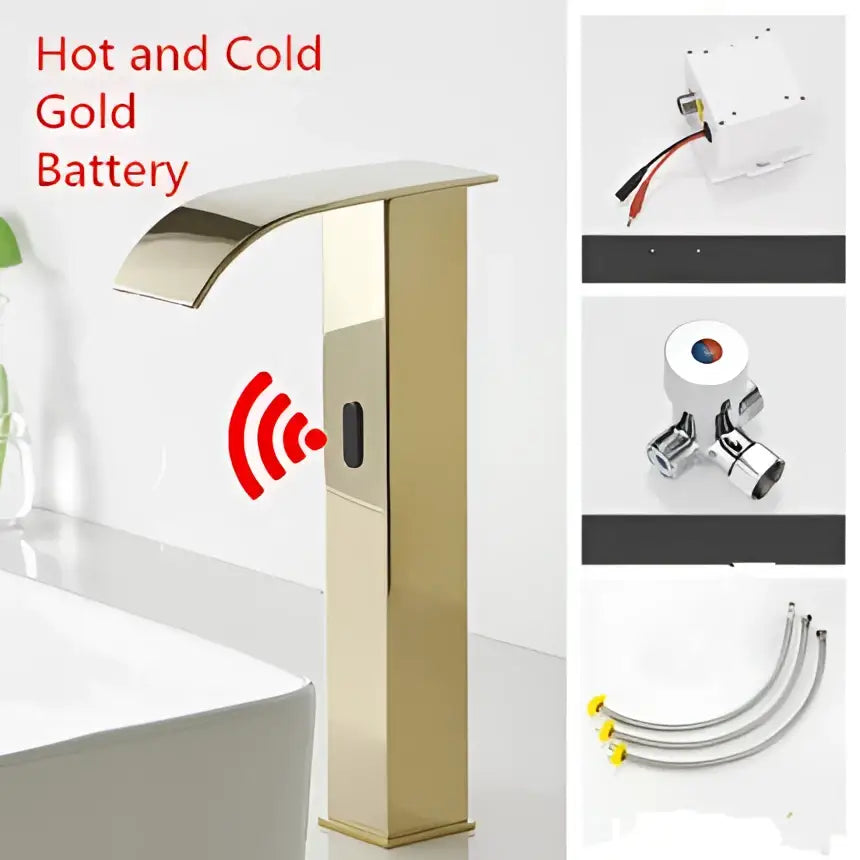 Modern gold sensor waterfall basin faucet bathroom hot cold mixer