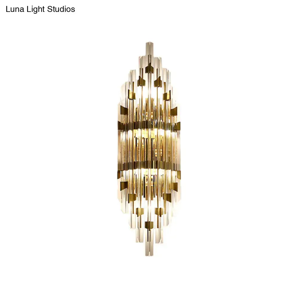 Modern gold shield 3-light wall sconce living room crystal rod light