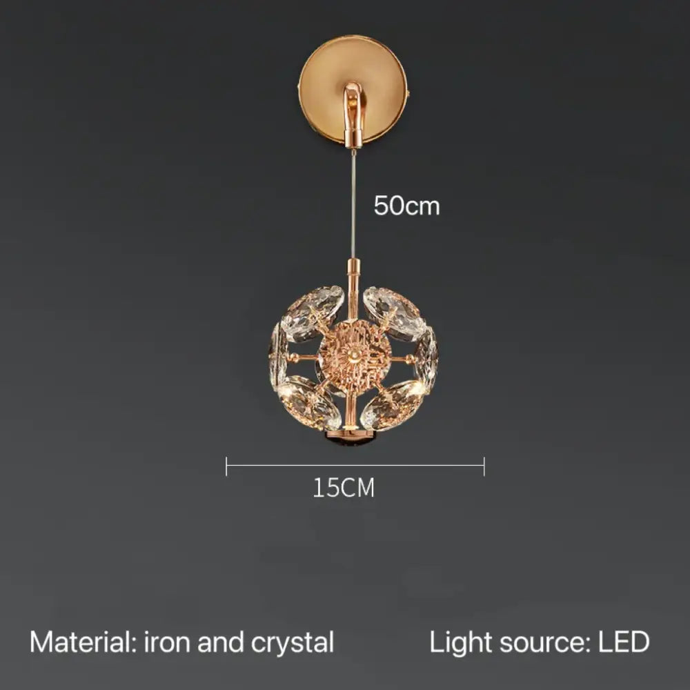 Modern gold spherical crystal pendant chandelier for bedroom