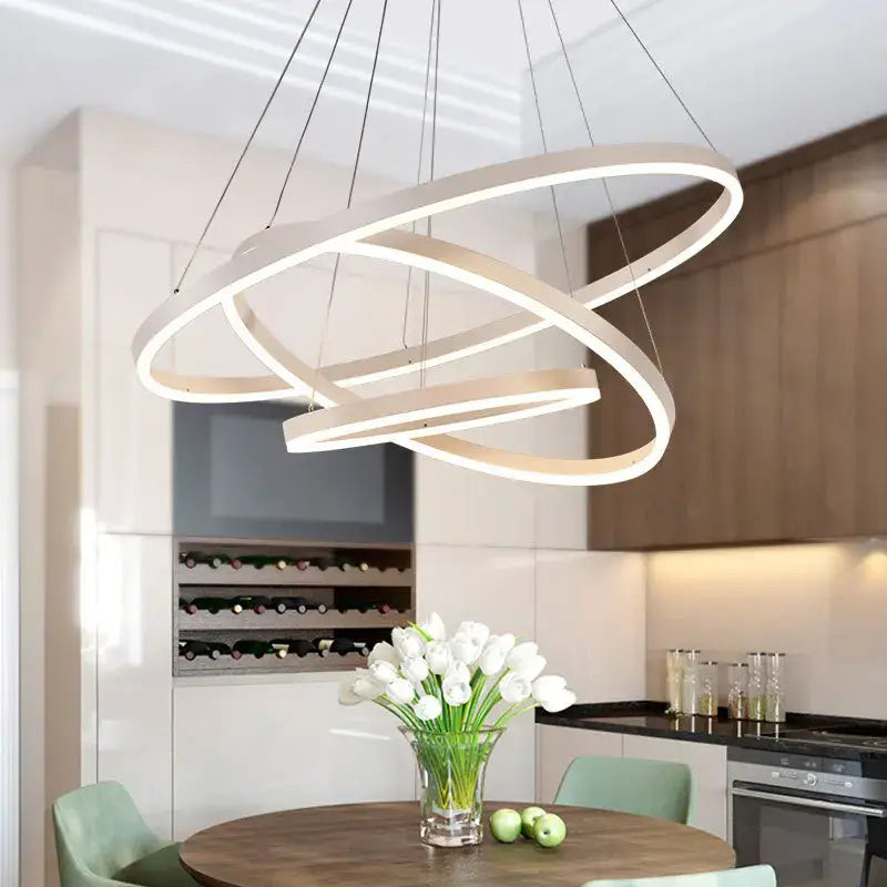 Modern gold spiral ring pendant light for dining room