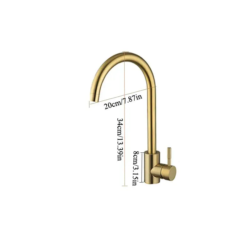 Modern gold stainless steel kitchen faucet curved spout mixer tap