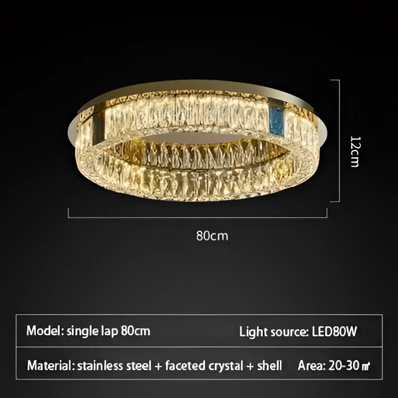 Modern gold two tier crystal led ceiling lamp for living room