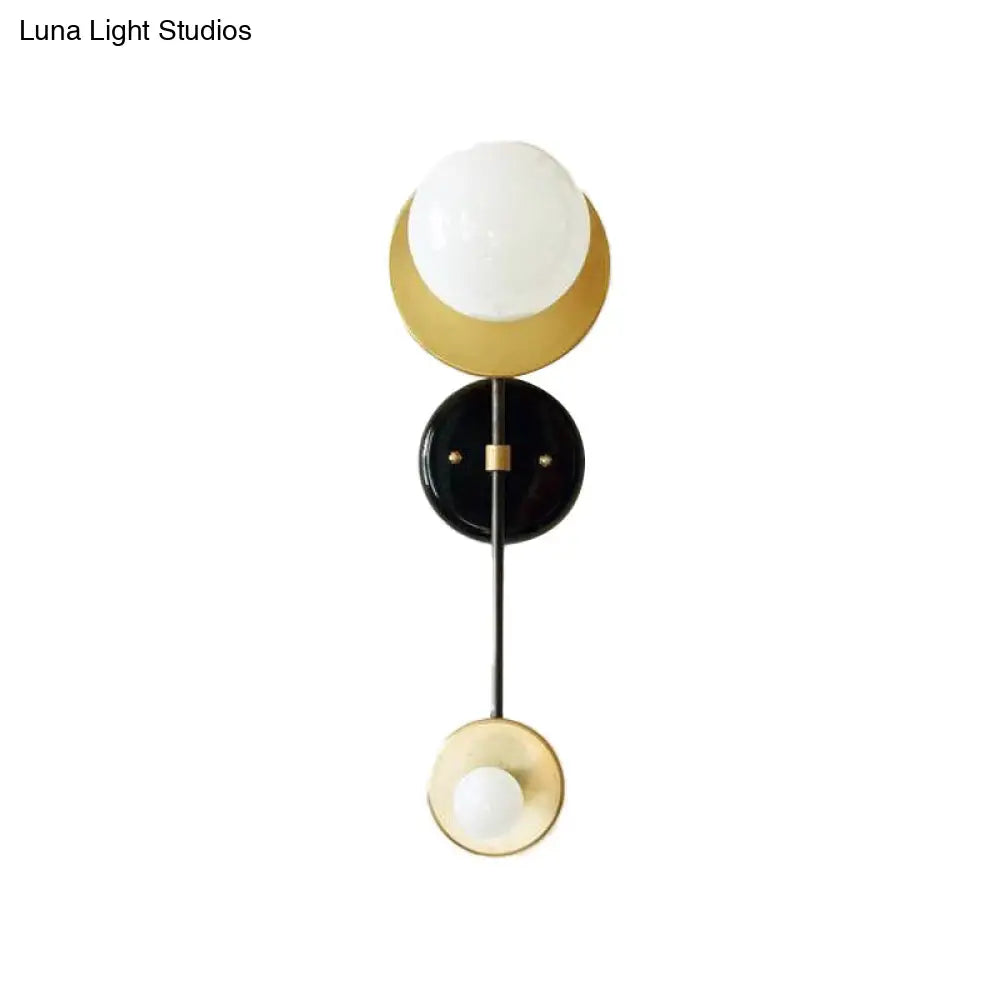 DecorBites™ Modern Gold Wall Sconce with Opal Glass Shade - 2 Lights Bulb Lamp