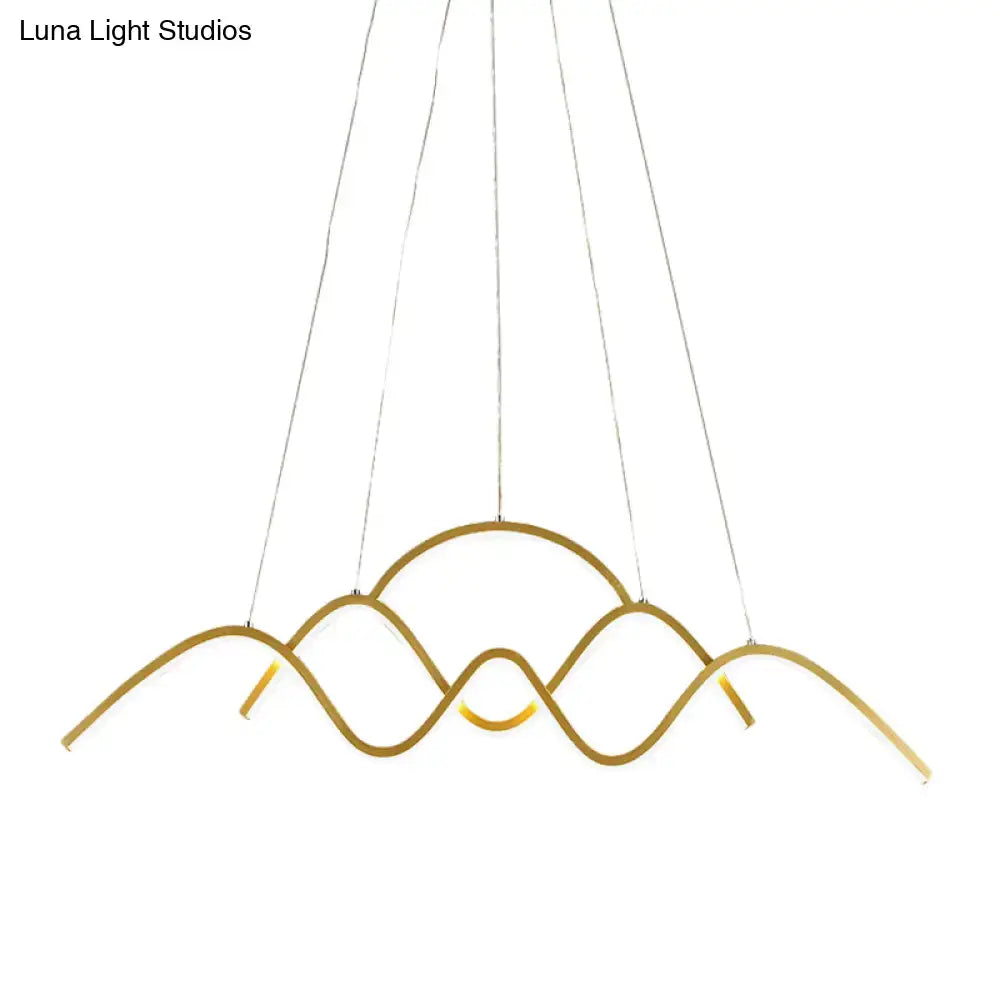 Modern gold wave led island light fixture dining room