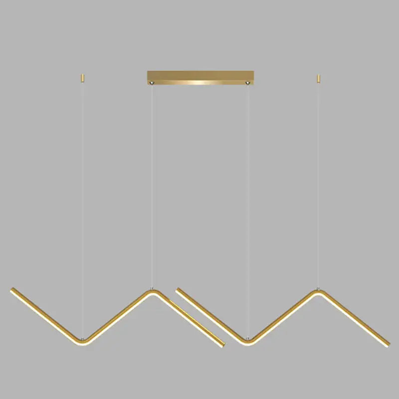 Modern gold zigzag pendant lighting fixture for dining room
