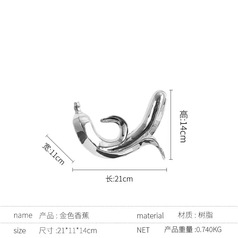 Modern golden banana figurine living room decorative sculpture