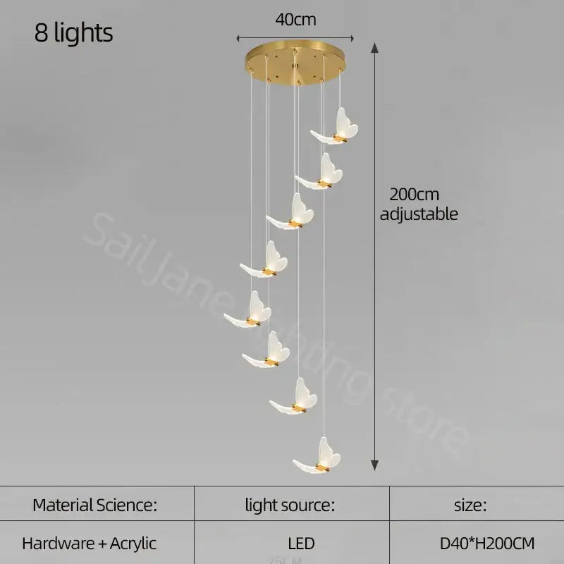 Modern golden butterfly led chandelier living room pendant light