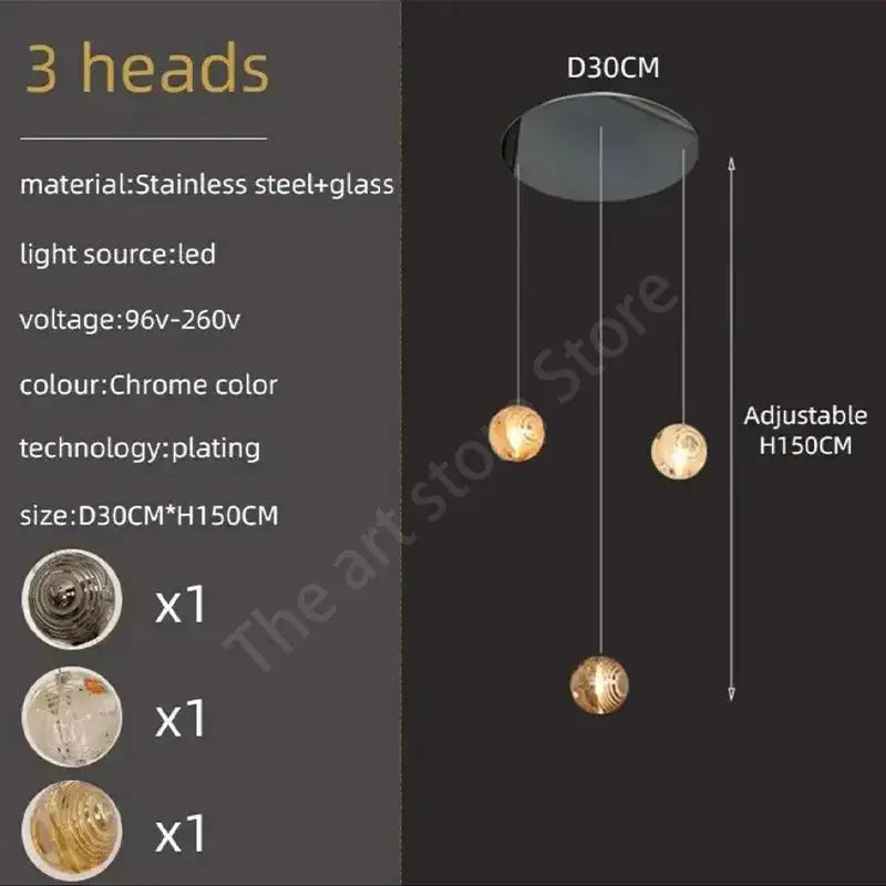 Modern golden crystal glass spiral ceiling chandelier living room