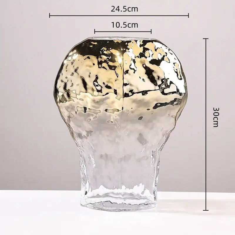 Modern golden geometric glass vase set gold & black living room decor