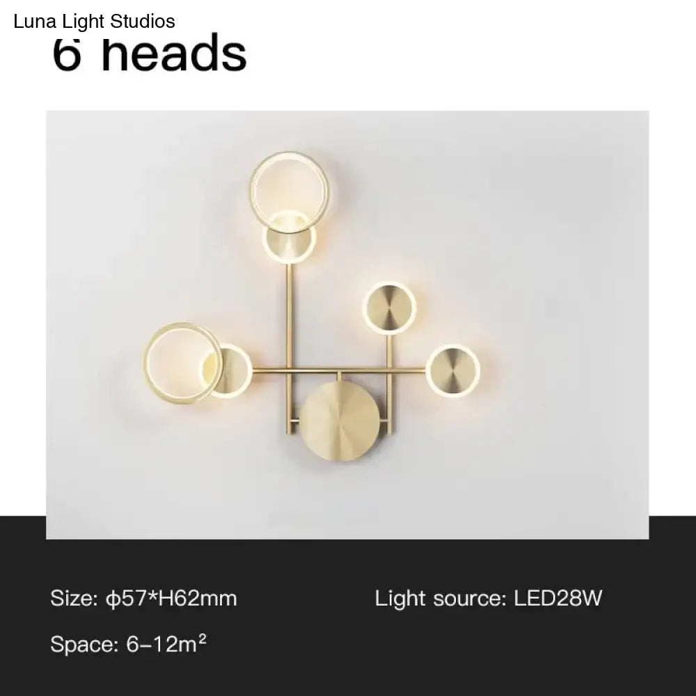 Modern golden geometric led wall lamp for living room