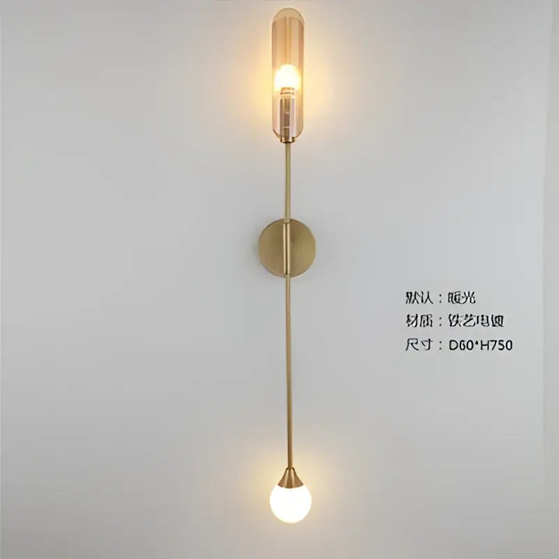 Modern golden inclined tube wall light living room sconce
