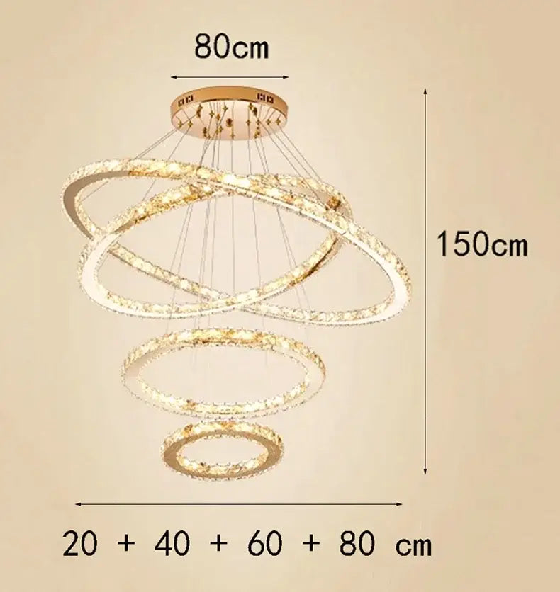 Modern golden spiral crystal stair chandelier living room led light