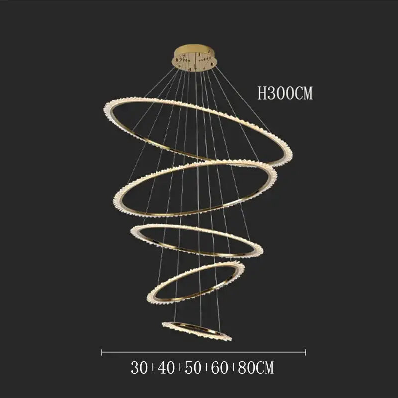 Modern golden spiral crystal chandelier living room light