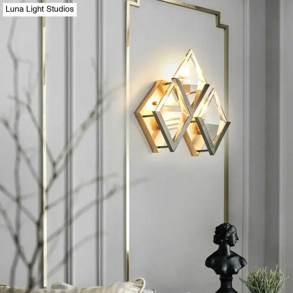 Modern golden modern style clear crystal wall sconce light bedroom