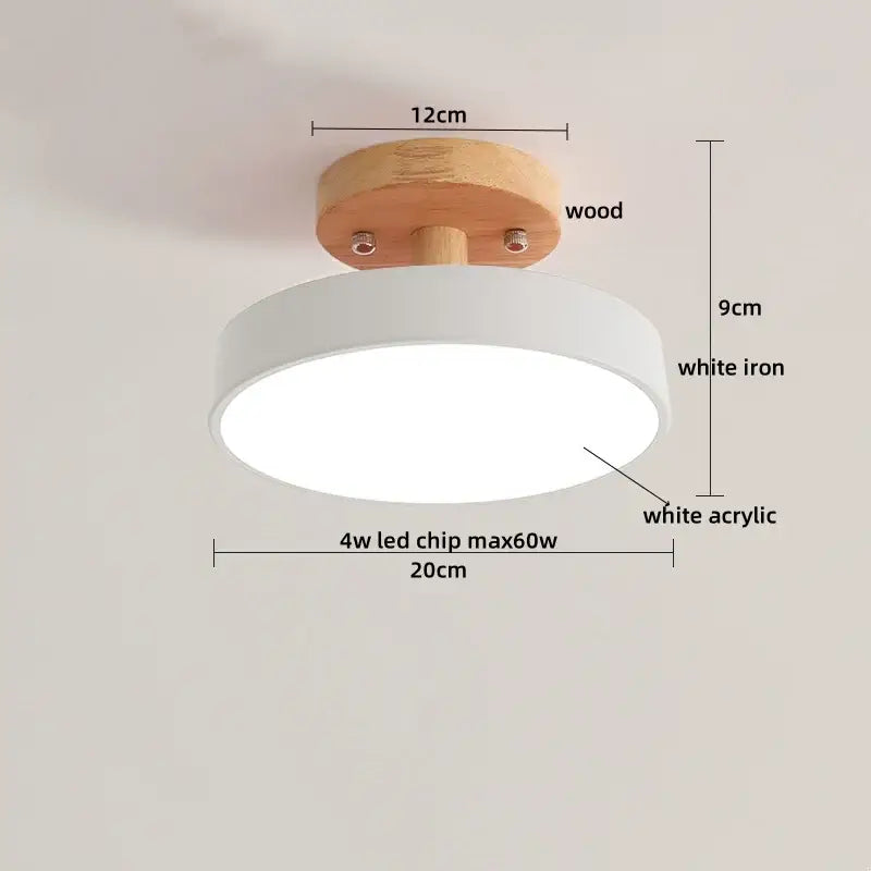 Modern gray acrylic wood led ceiling light for bedroom