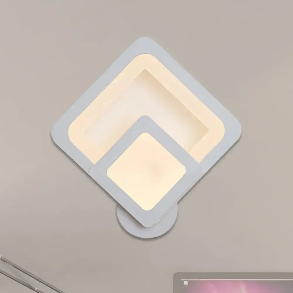 Modern gray layered square led wall sconce warm white bedroom light