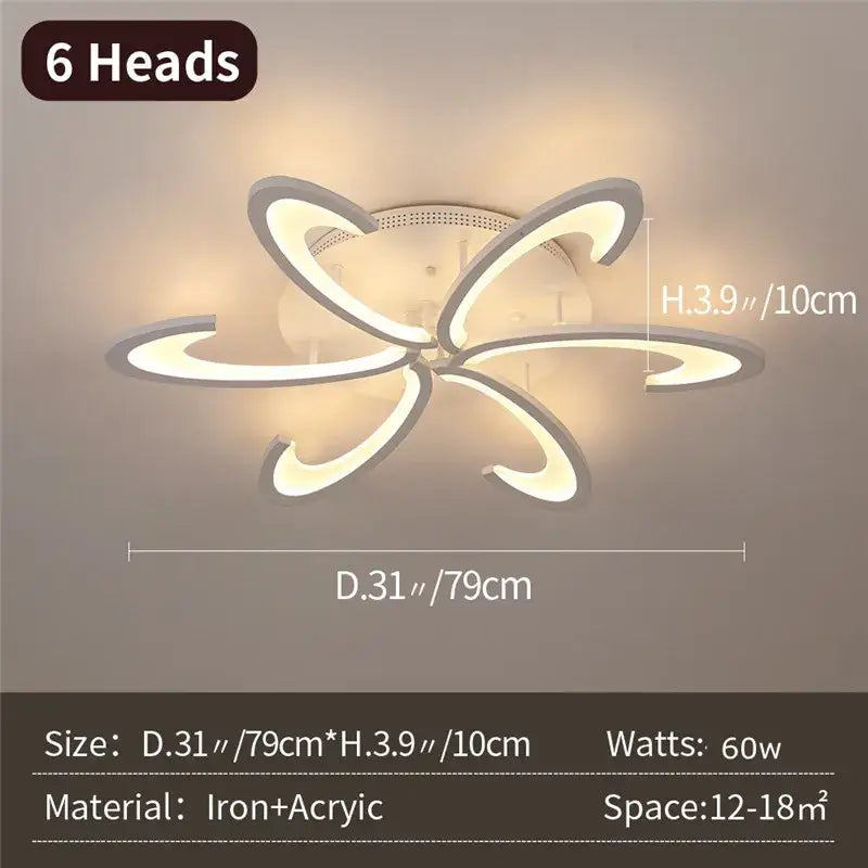 Modern gray petal acrylic led ceiling chandelier for living room