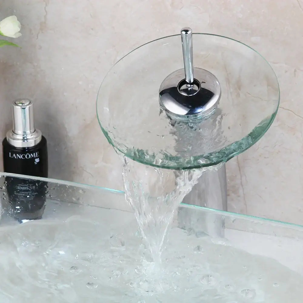 Modern hand painted glass basin mixer faucet bathroom sink chrome