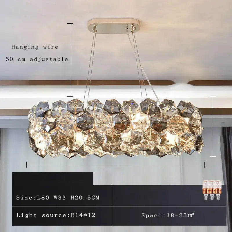 Modern honeycomb crystal wrought iron chandelier dining room light