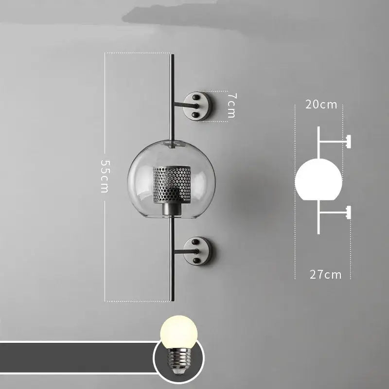 Modern industrial chrome glass wall lights living room sconces