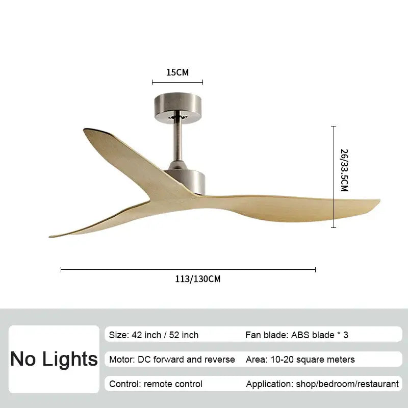 Modern industrial wind ceiling fans with wood blades for living room