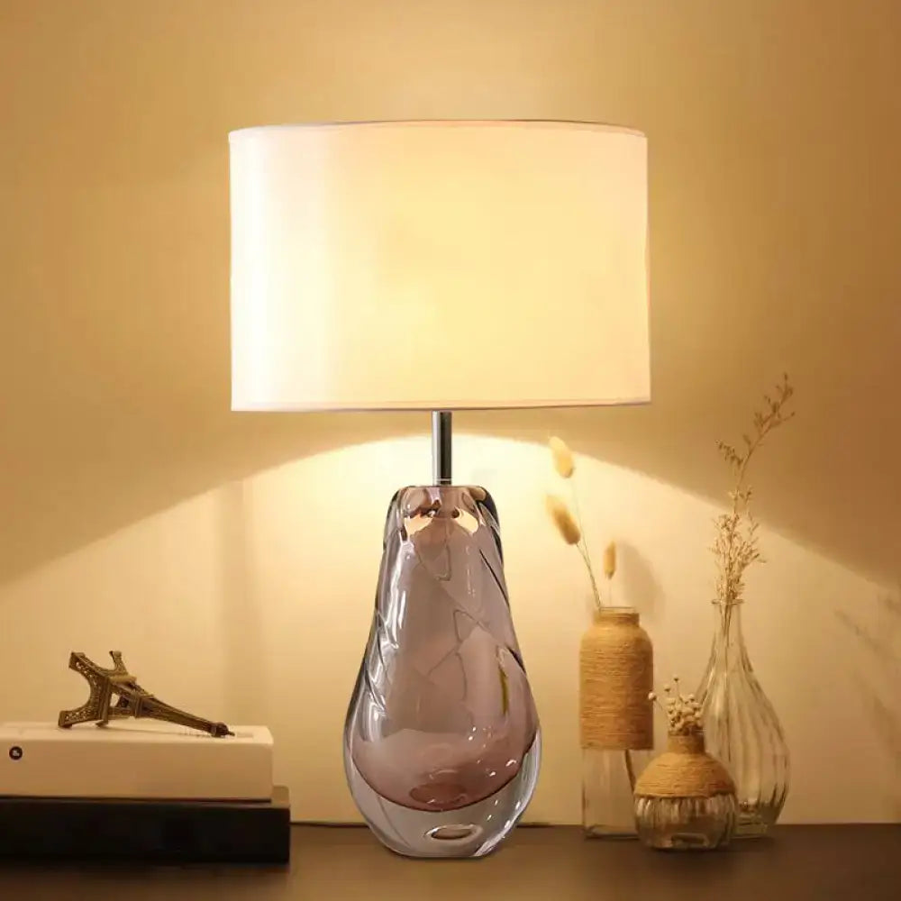 Modern lavender glass pear living room table lamp