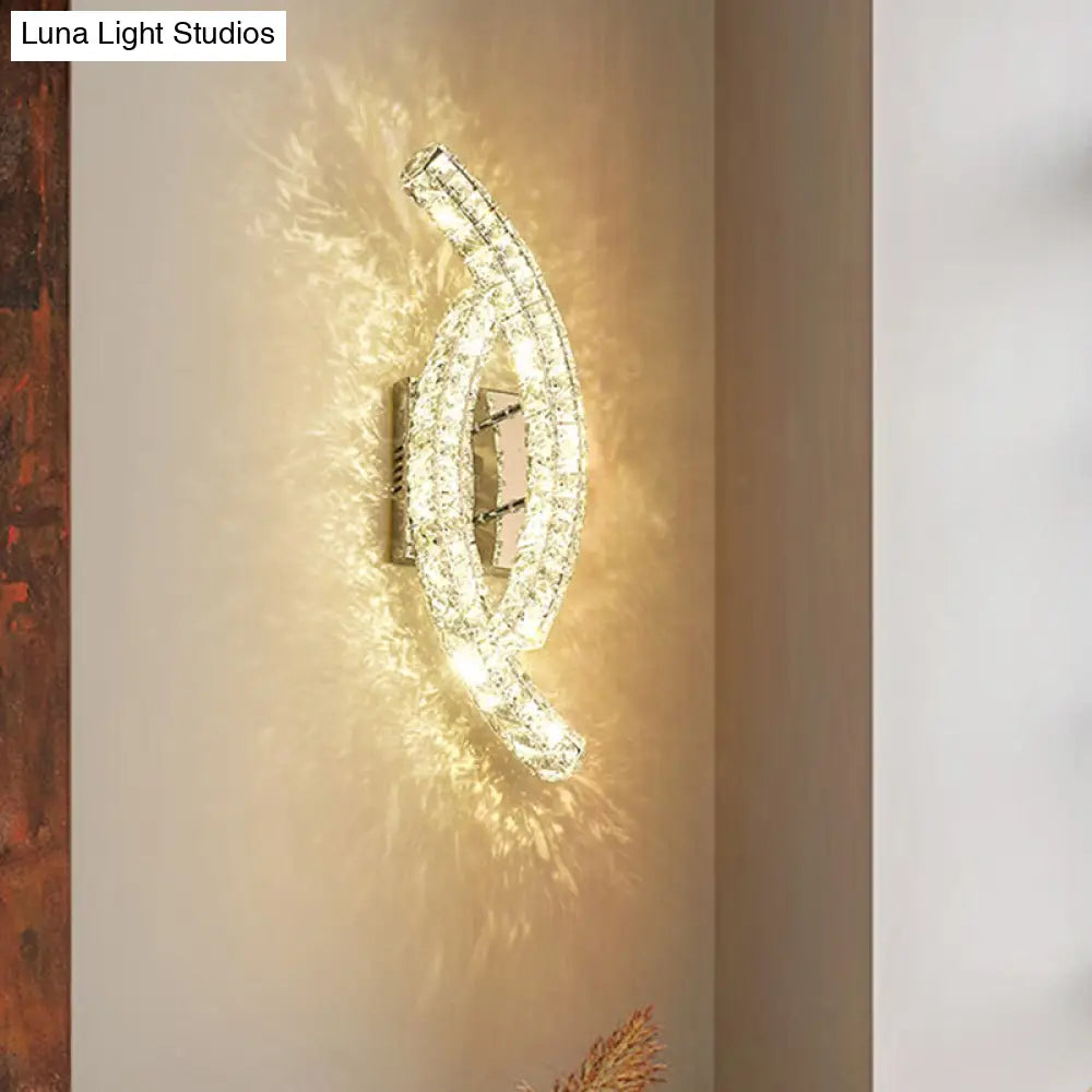 DecorBites™ Modern Leaf Wall Light: Crystal Living Room LED Lamp, Stainless-Steel Mount