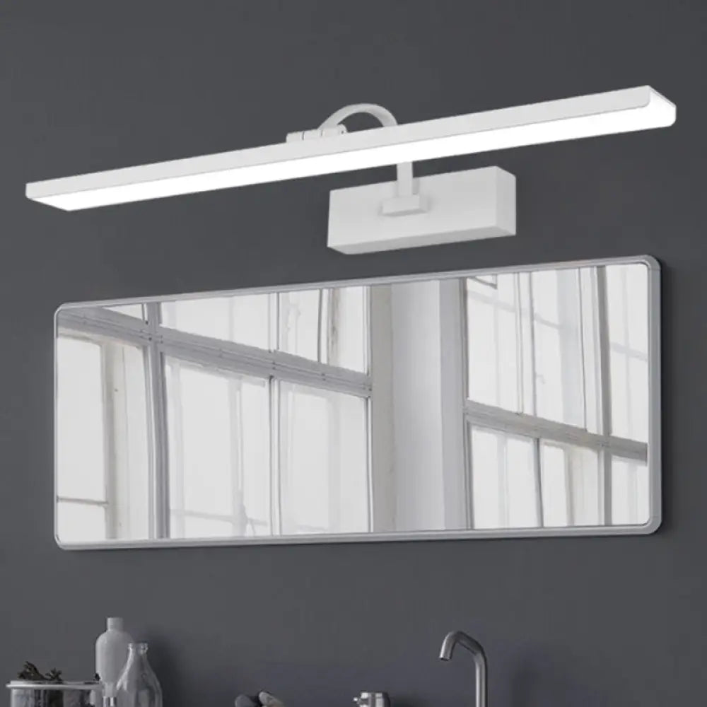 DecorBites™ Modern LED Acrylic Wall Mounted Vanity Sconce with Curved Arm – White Rectangle Lighting for Bathroom - 16"/24" W