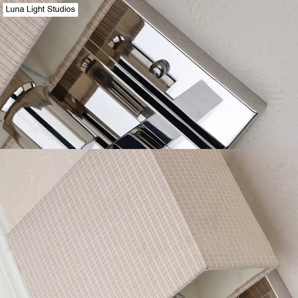 DecorBites™ Modern LED Fabric Sconce Light: Rectangle Wall Mounted Beige Lighting for Bedroom