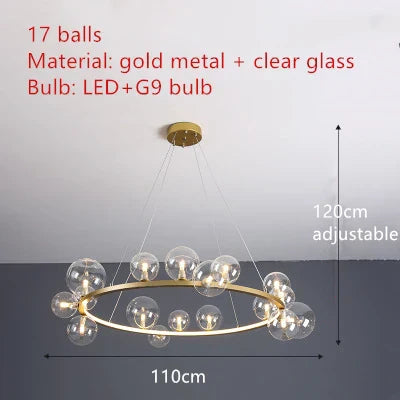 DecorBites™ Modern LED Glass Chandelier with Adjustable Cord