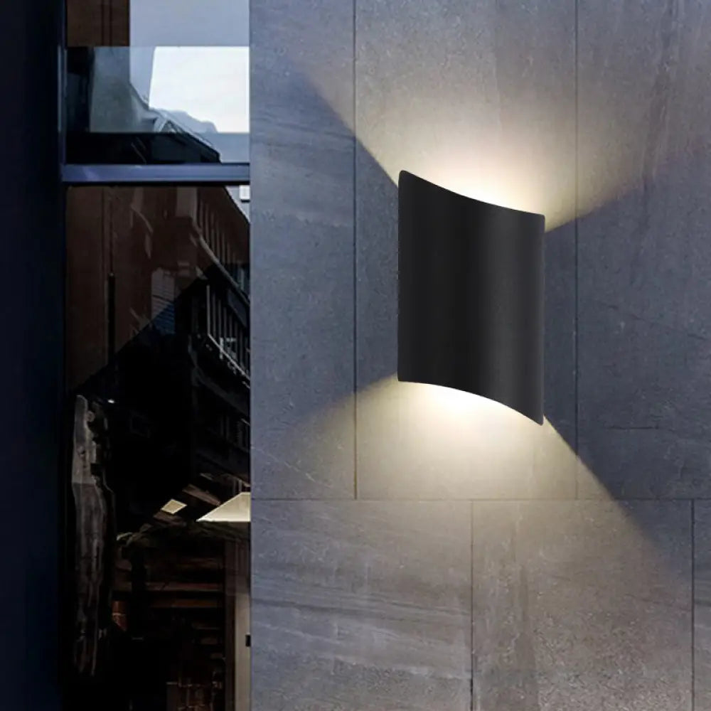 DecorBites™ Modern LED Outdoor Wall Sconce with Geometric Metal Shade in Warm/White Light - Black Wall Light Fixture