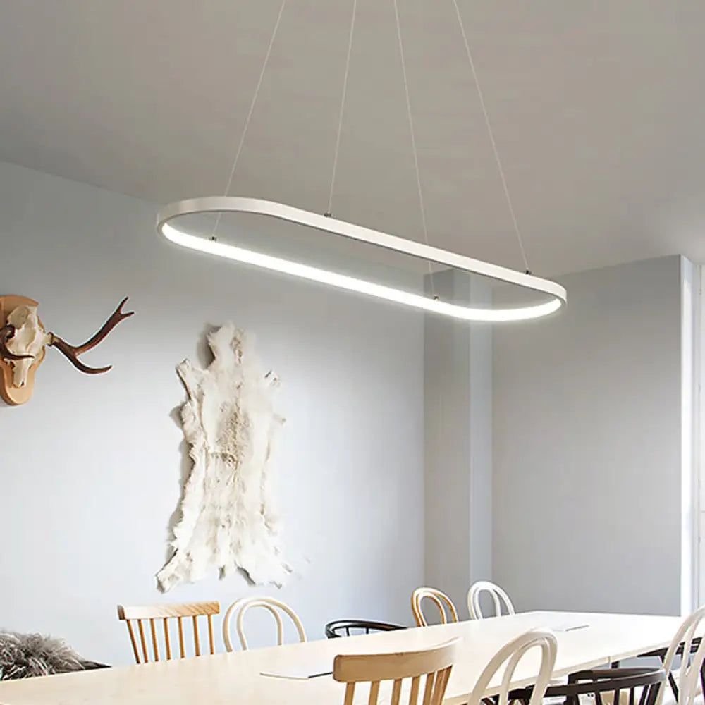 DecorBites™ Modern LED Restaurant Ceiling Fixture with Ellipse Metal Shade in Black/White, Warm/White Light